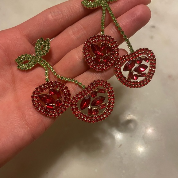 Vintage Cherry Dangling Earrings - Picture 4 of 5